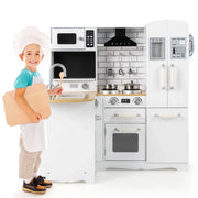Cucina angolare per bambini 82 x 66 x 88 cm 1 forno a microonde 3 accessori in MDF bianco 20_0019412