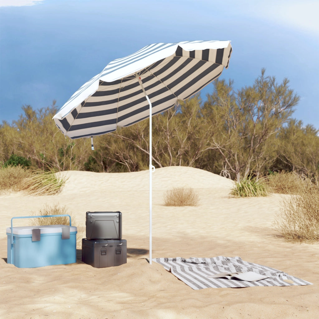 Parasol da Spiaggia  con Palo in Alluminio Blu e Bianco 240 cm