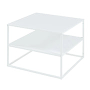 Tavolino da caffè consolle laterale con piano quadrato e ripiano in acciaio 60 x 60 x 45 cm bianco opaco 03_0010852