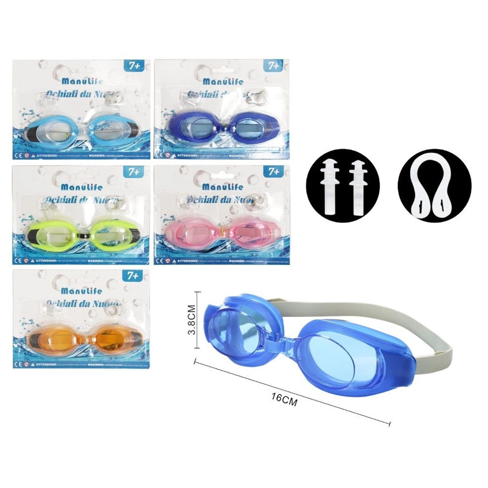 Trade Shop - Occhialini Nuoto Piscina Mare Sport Regolabili Tappi Naso Orecchie Antiappannamento 605421 -