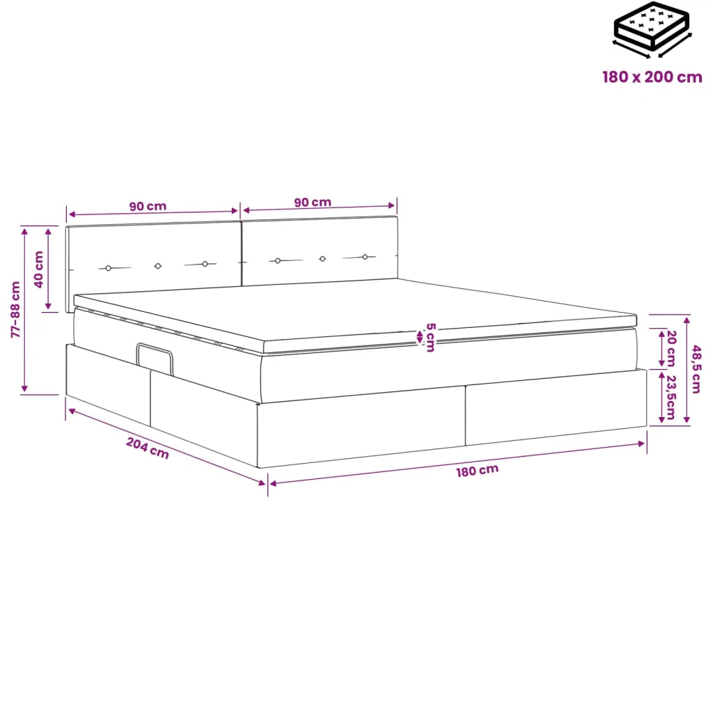 Letto con Contenitore con testiera 2 pz Nero 3458945