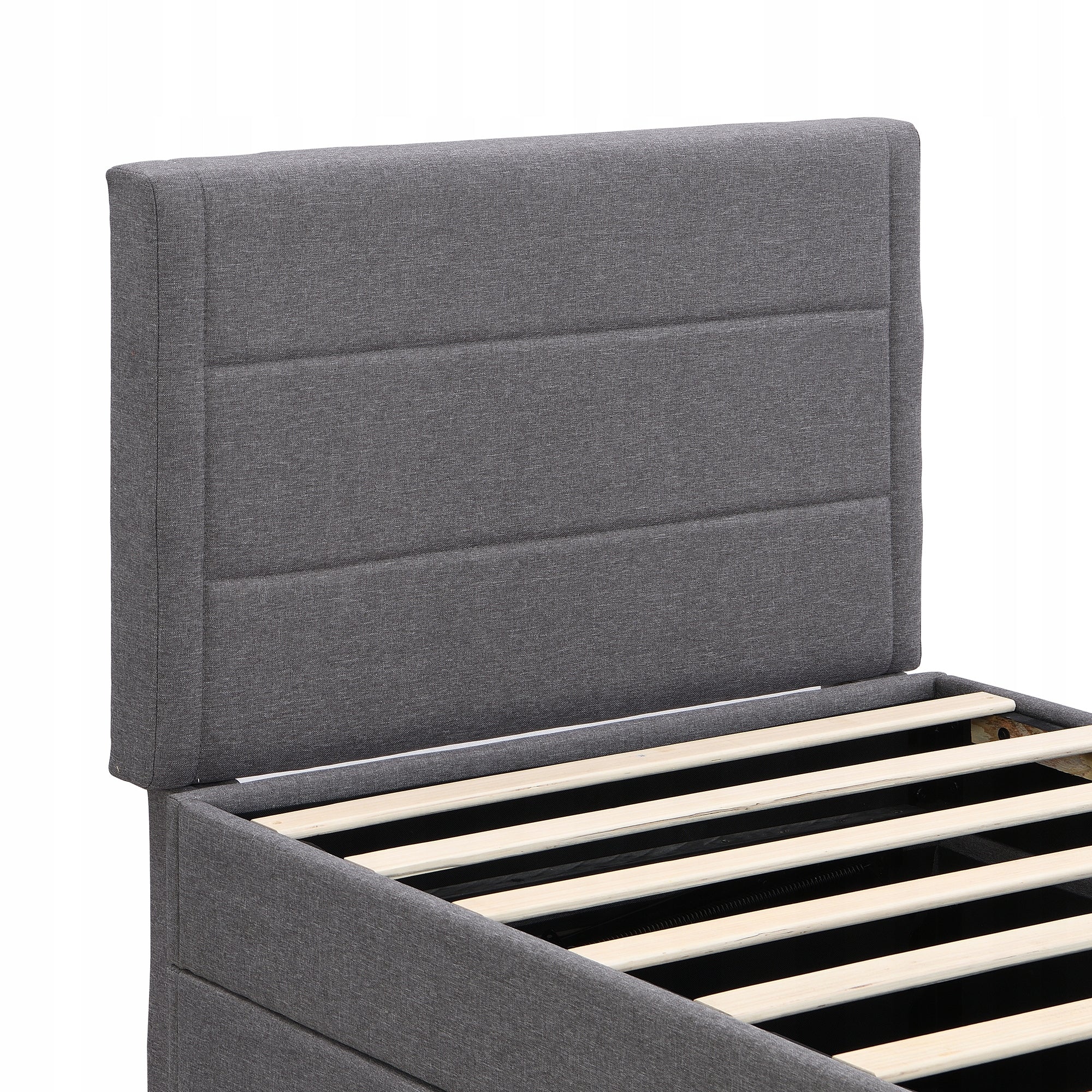 Letto singolo imbottito grigio - Xylo - 90x200 con struttura in metallo