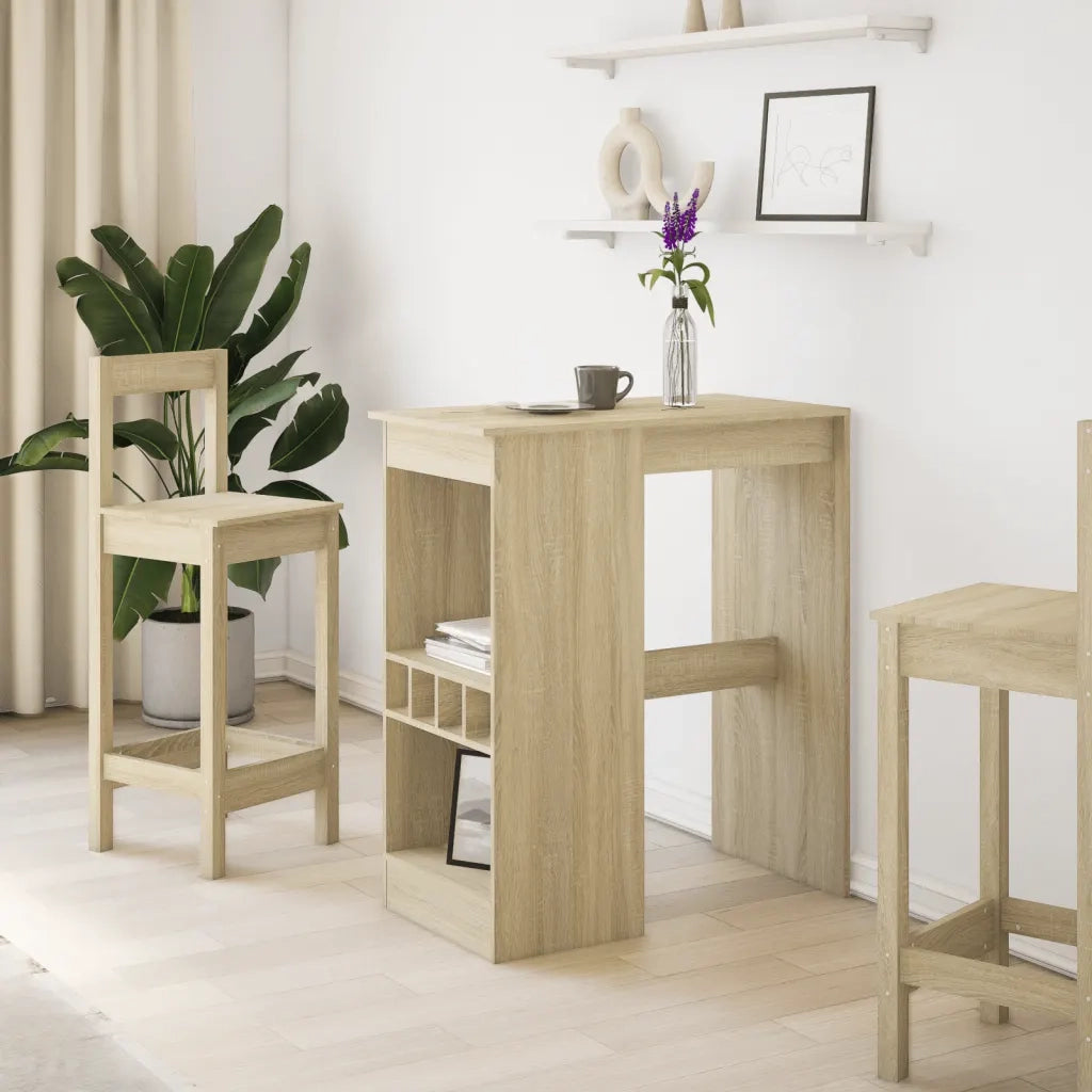 Tavolo Bar con Rastrelliera Sonoma 90x47,5x103,5 cm Multistrato
