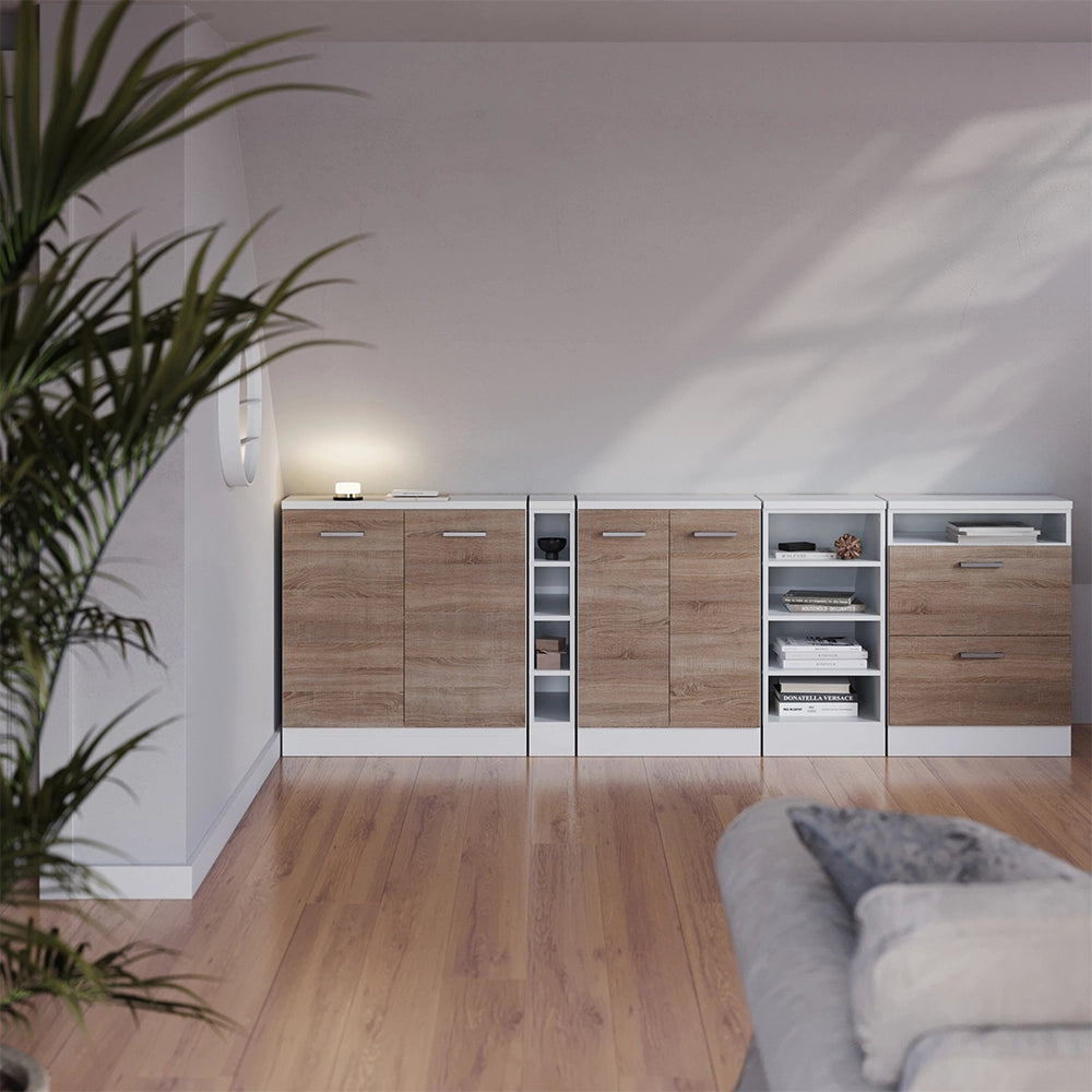 Mobile sottotetto Rion Sonoma/Bianco 80 x 83.8 cm con 2 porte, carcassa 60 cm profondità Vicco