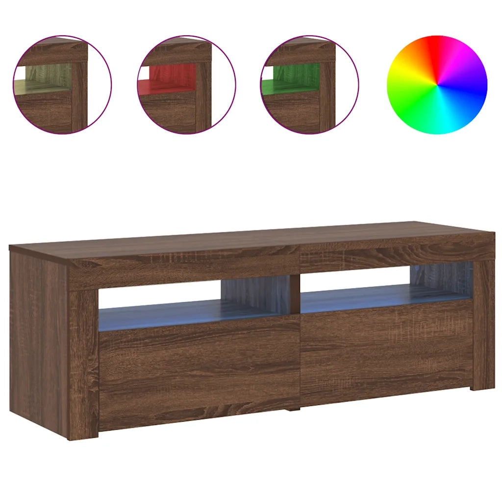 Mobile Porta TV con Luci LED Rovere Marrone 120x35x40 cm cod mxl 14094