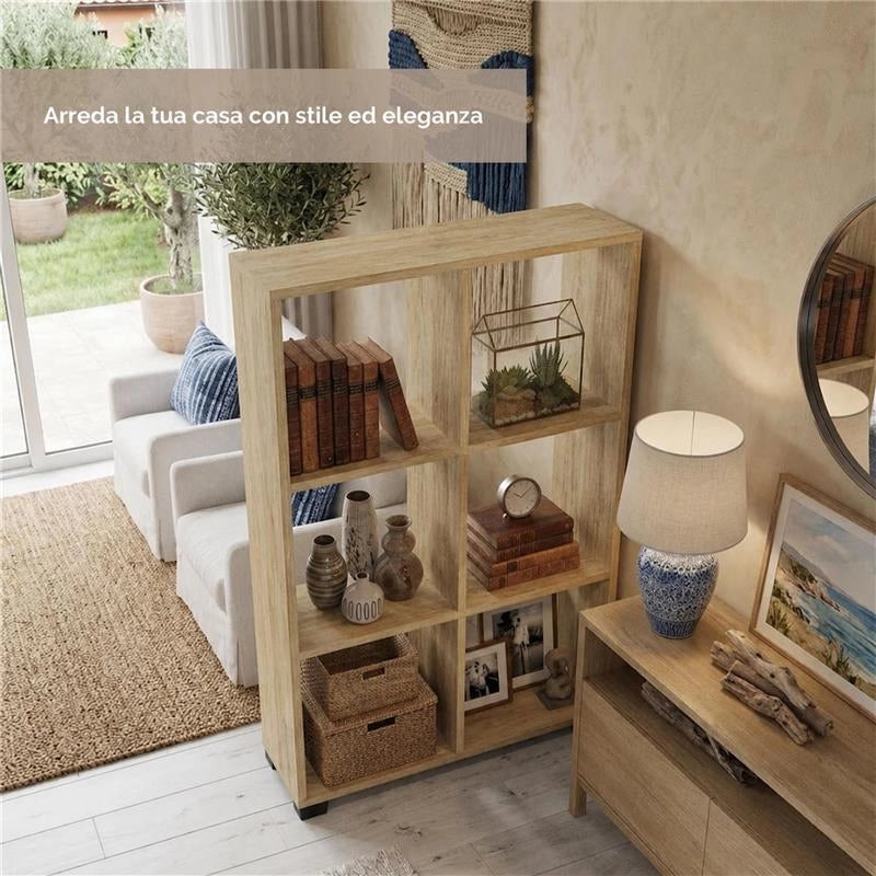 LIBRERIA IN MDF ROVERE CON SEI RIPIANI MISURE: 60X24X98 CM