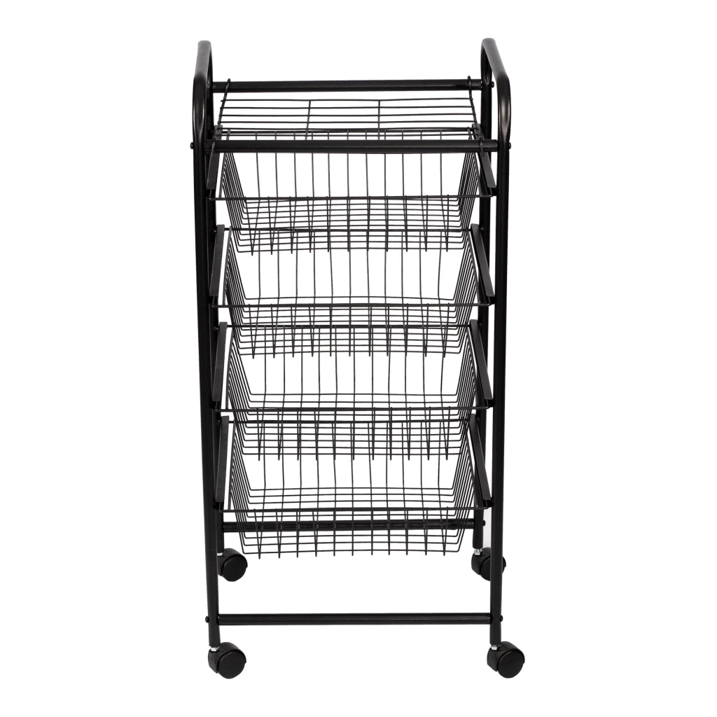 Carrello da Cucina 'Rudbjerg' Carrello con 4 Cesti a Rete e Piano Rimovibile Scaffale per Conservare Frutta e Verdura [en.casa]