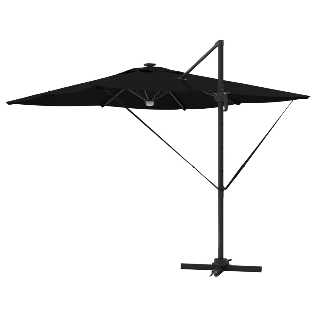 Ombrellone Roma a sbalzo con LED neri 286x285x270 cm Alluminio