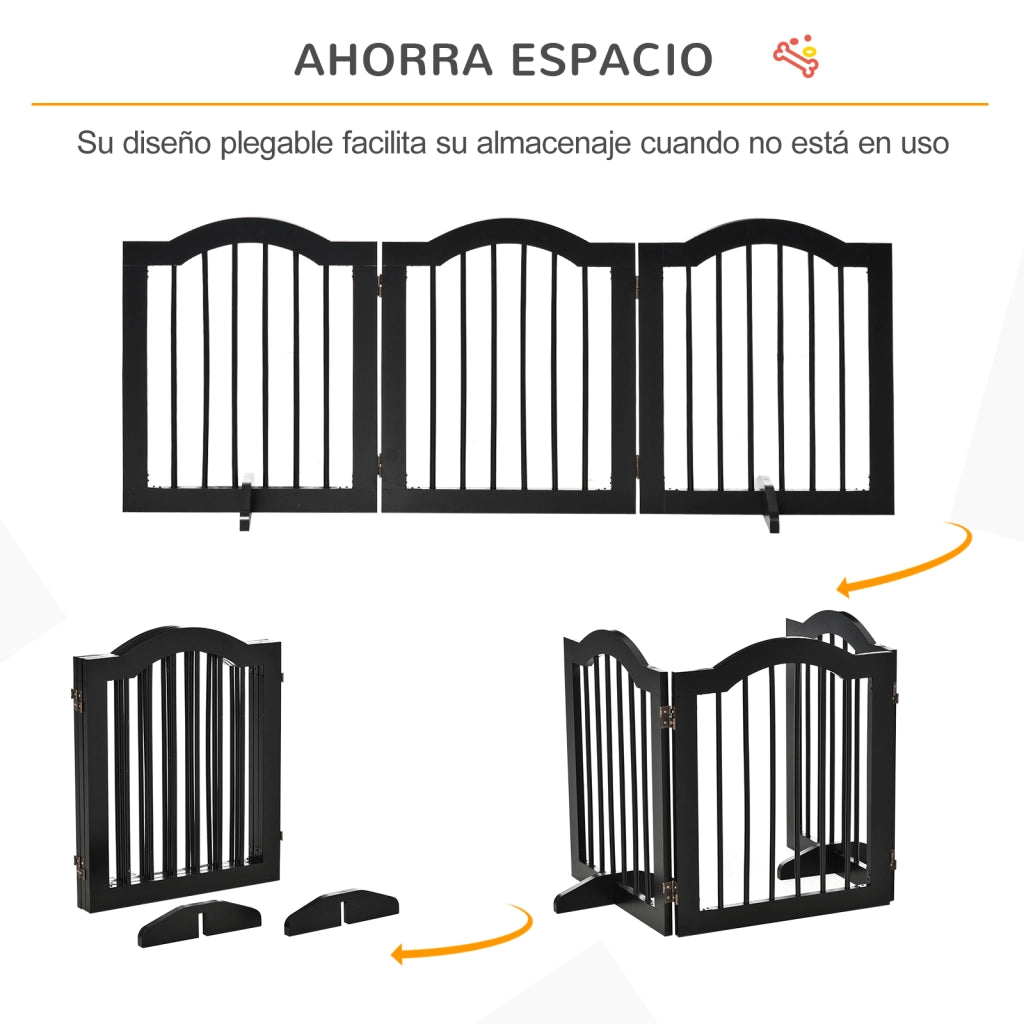 Barriera di Sicurezza per Cani Pieghevole 3 Pannelli ¨C Zephmum ¨C 154.5x29.5x61 cm Nero