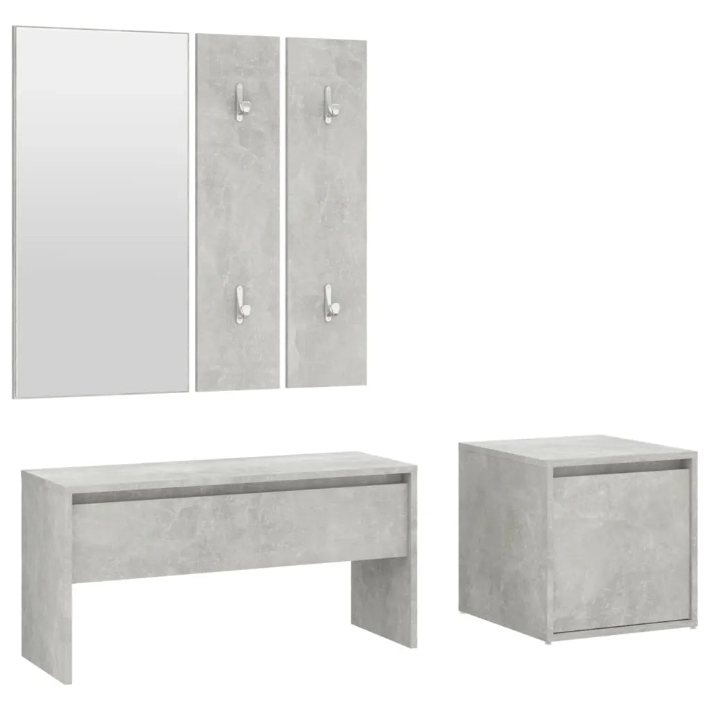 Set di Mobili da Corridoio Grigio Cemento in Legno Multistrato cod mxl 73556
