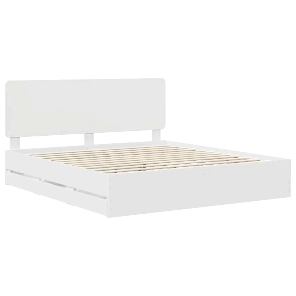 Struttura del letto Bianco 200 x 200 cm Legno Ingegnerizzato 3412560