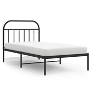 Letto singolo | Letto per adulti | Giroletto con Testiera Metallo Nero 100x200 cm