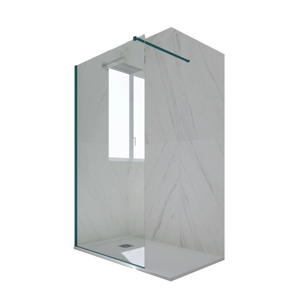 Parete doccia Walk-in da 100 CM H 200 Vetro Trasparente Profilo Verde night watch in pvc mod. Kolors