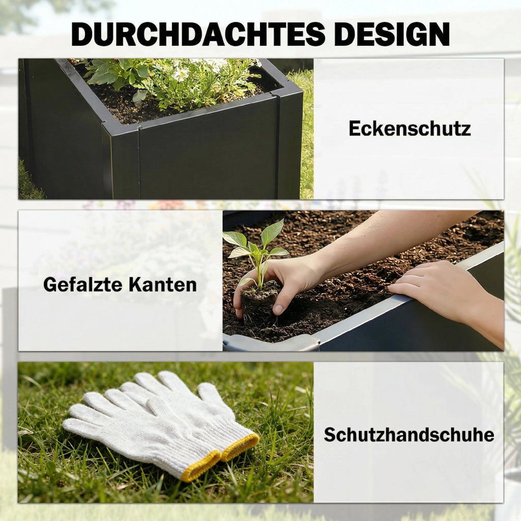 Letto da giardino in metallo ¨C Zephmum ¨C Grigio antracite 150x150x55 cm