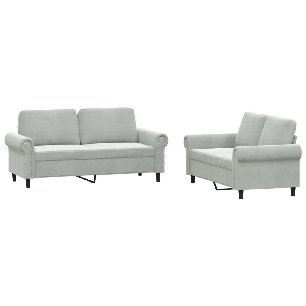 Set di Divani 2 pz con Cuscini Grigio Chiaro in Velluto 3202210