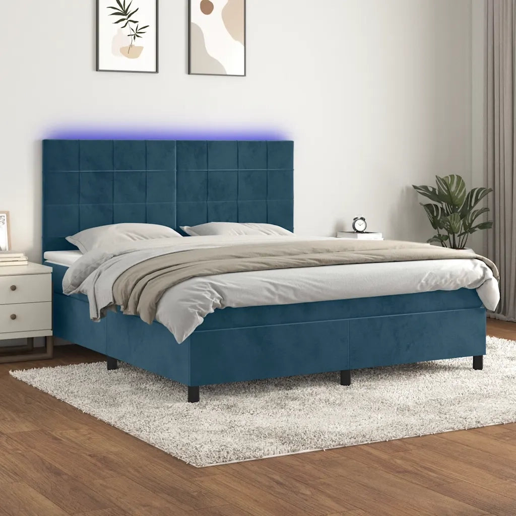 Letto a Molle con Materasso e LED Blu Scuro 180x200 cmcod mxl 75104