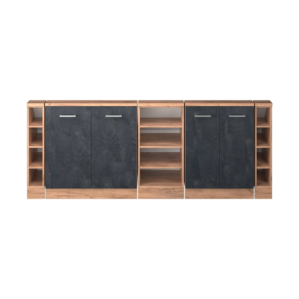 Set di mobili sottotetto Rion Calce nera/Rovere dorato Set di 5 Vicco