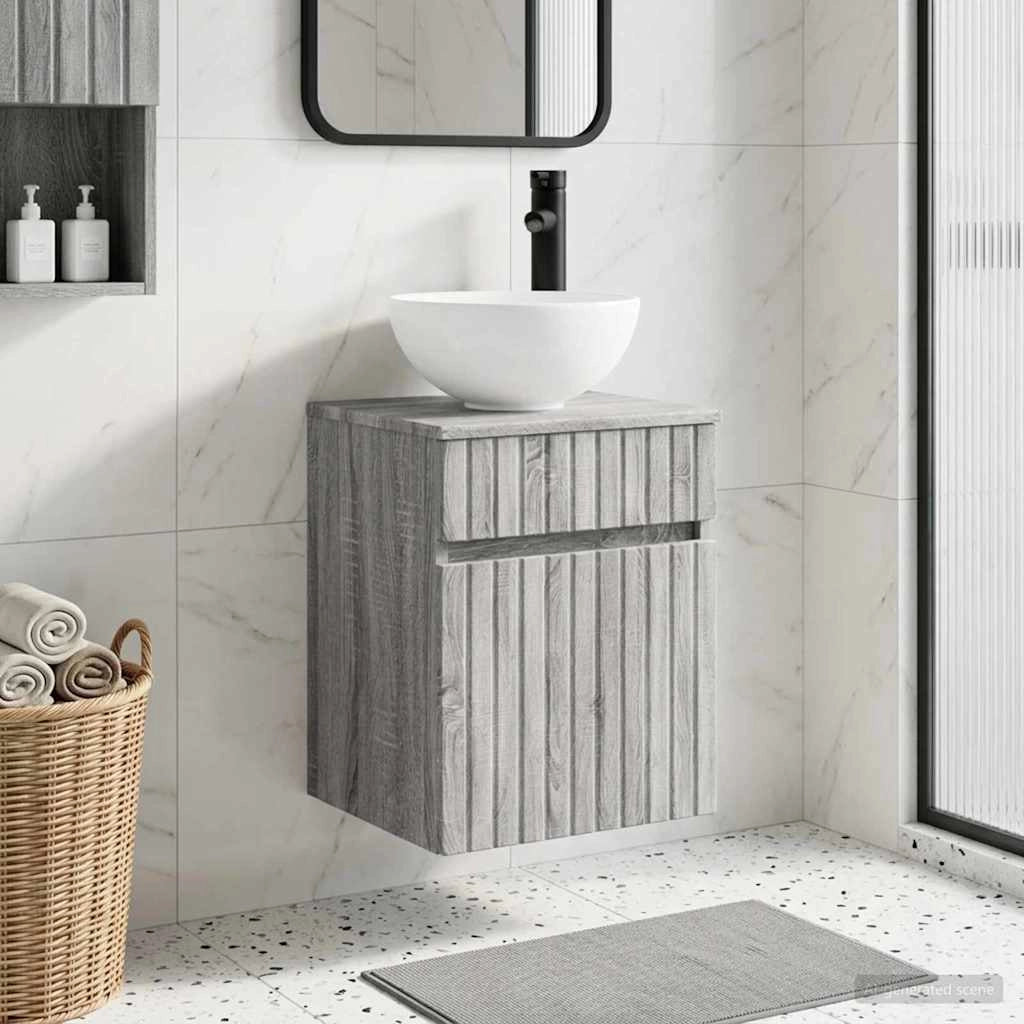 Mobile lavabo da parete Sonoma grigio 39 x 35 x 63 cm 890548