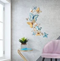 Pannello Da Muro Butterflies Oro/Celeste C cm 59,5X4X111,5