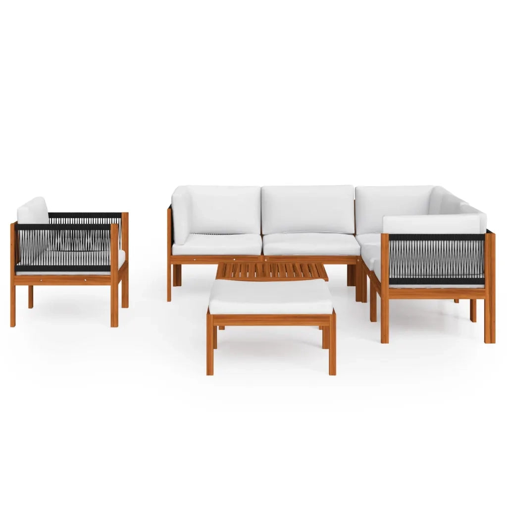 Set Divani da Giardino 8 pz con Cuscini Crema Massello Acacia cod mxl 37844