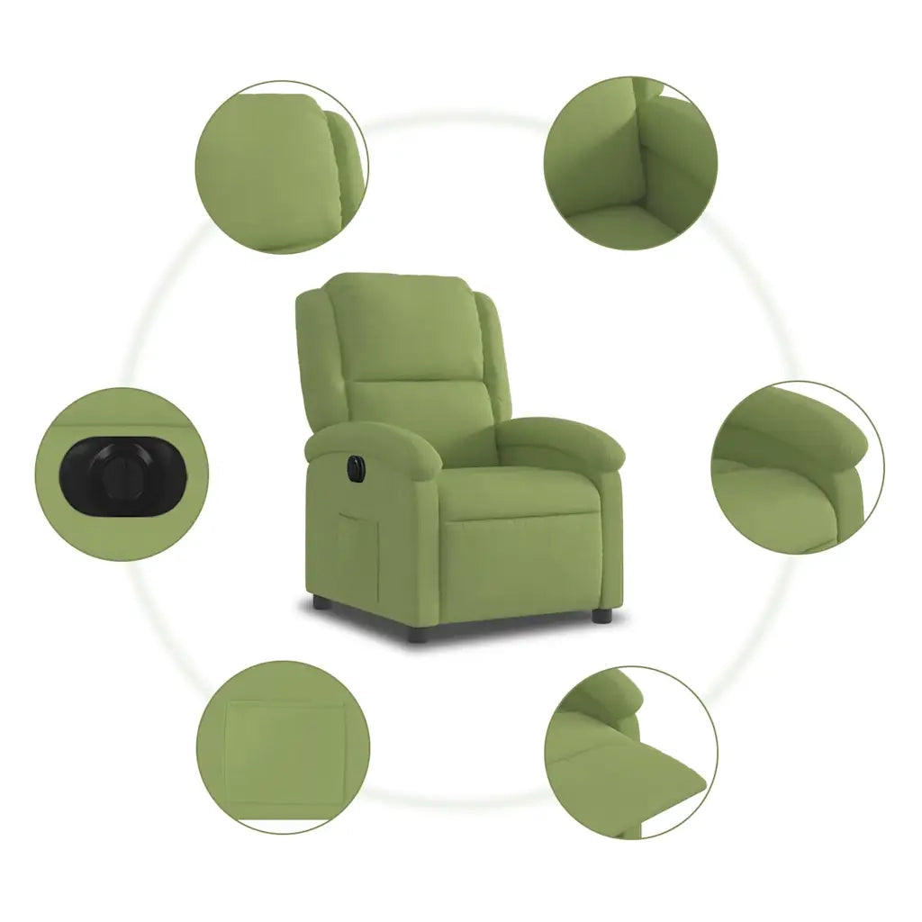 Divano Sedia-Poltrona Reclinabile Elettrica Verde Chiaro in Velluto 755005