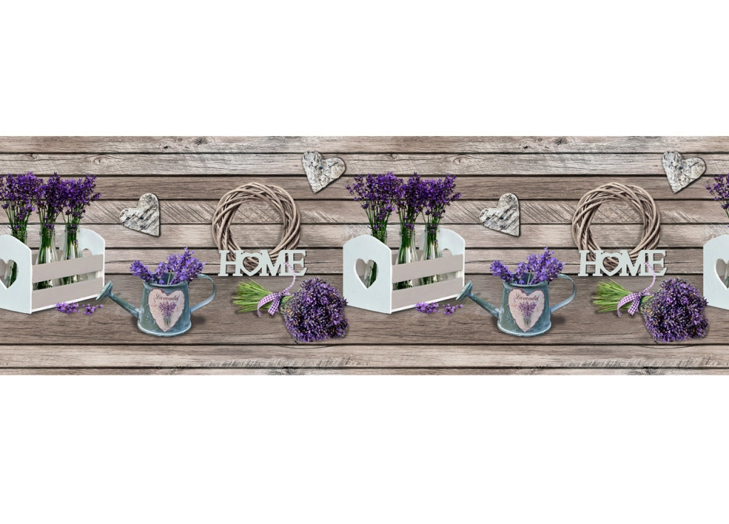 Tappeto Passatoia Cucina Antiscivolo Stampa Digitale Disegno Lavanda Legno - 50x180 - Lavanda