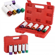 Set di Bussole a Impatto 1/2" – Acciaio CrV, Protezione Cerchi | Misure: 15-22 mm, Lunghezza 79 mm | Valigetta Inclusa