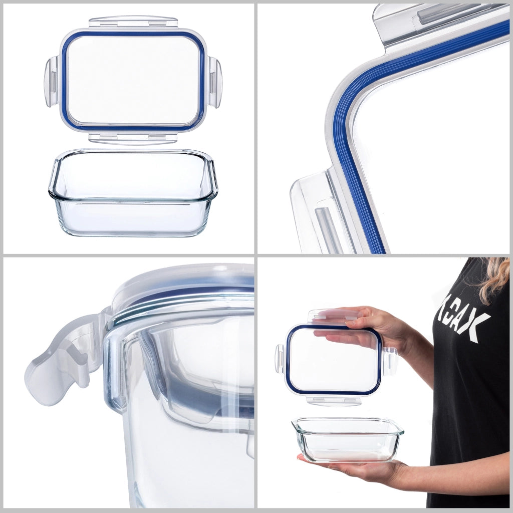 KADAX 6 contenitori per alimenti in vetro, portapranzo per frigorifero e microonde