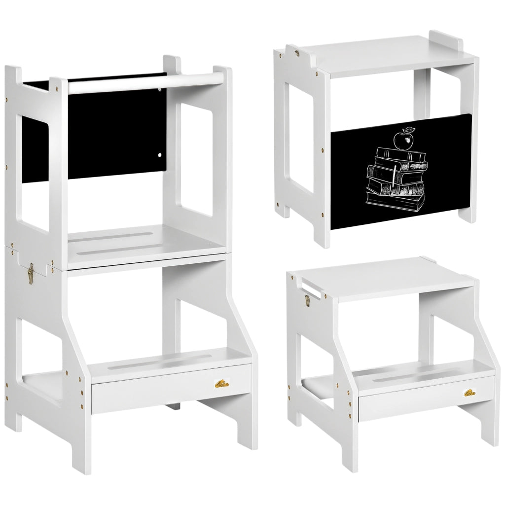 Scala di apprendimento 2 in 1 con scrivania e lavagna ¨C zephmum ¨C grigio 42x44x86 cm