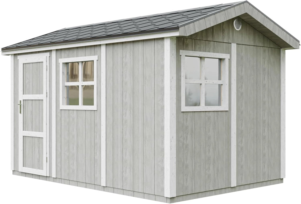 Casetta da giardino di qualit? premium 8,68 m² - H252x250x412 cm - Timbela M914-TUNDRA GREY