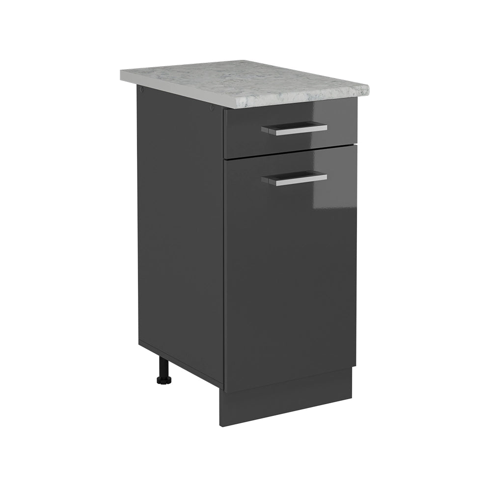 Mobiletto base per cucina R-Line Antracite lucido/Antracite 40 cm PL Marmo Vicco