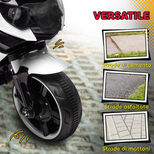 Moto Elettrica per Bambini da 6V con Rotelle Rimovibili Fari e Musiche Bianco
