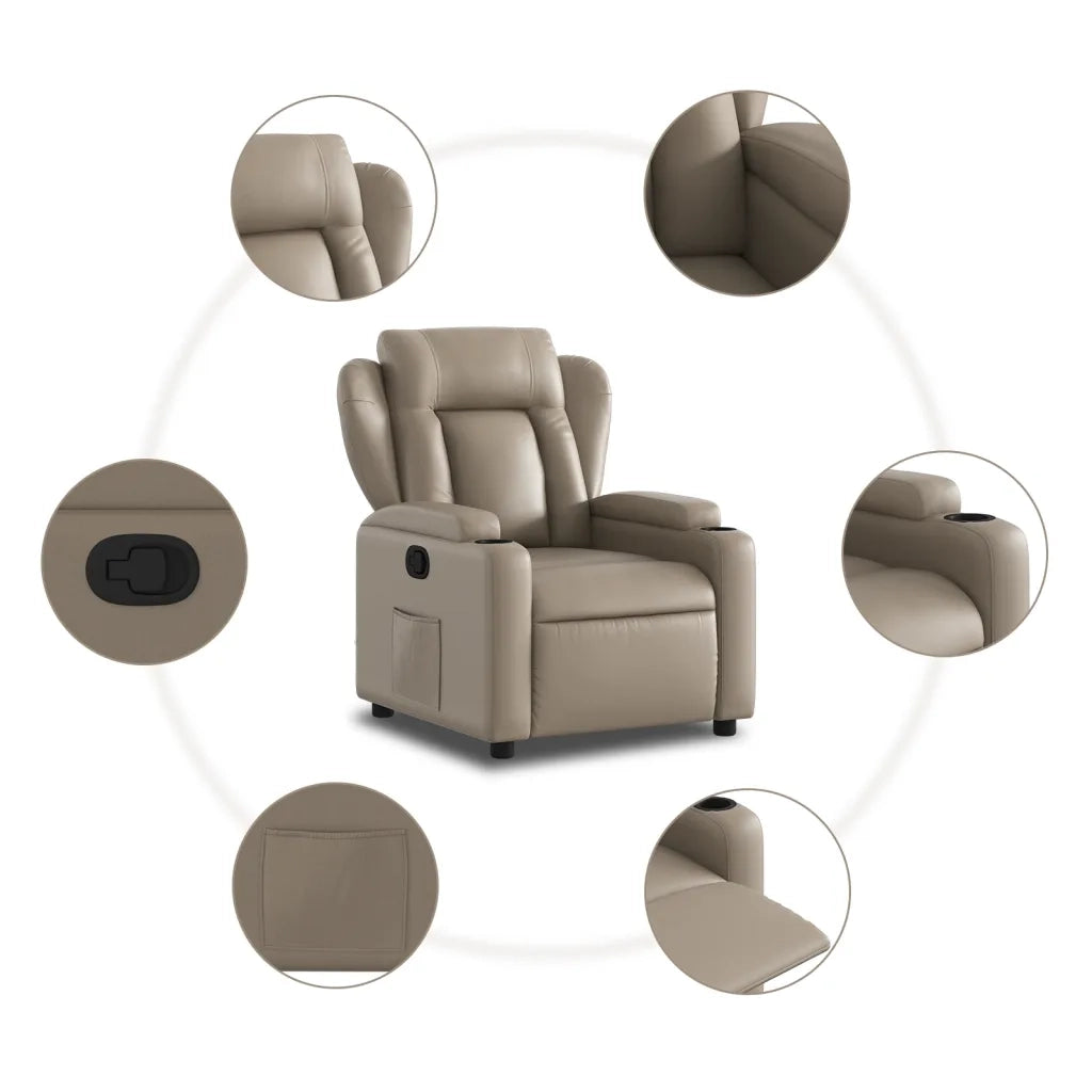 Divano Sedia-Poltrona Reclinabile Cappuccino in Similpelle 846667