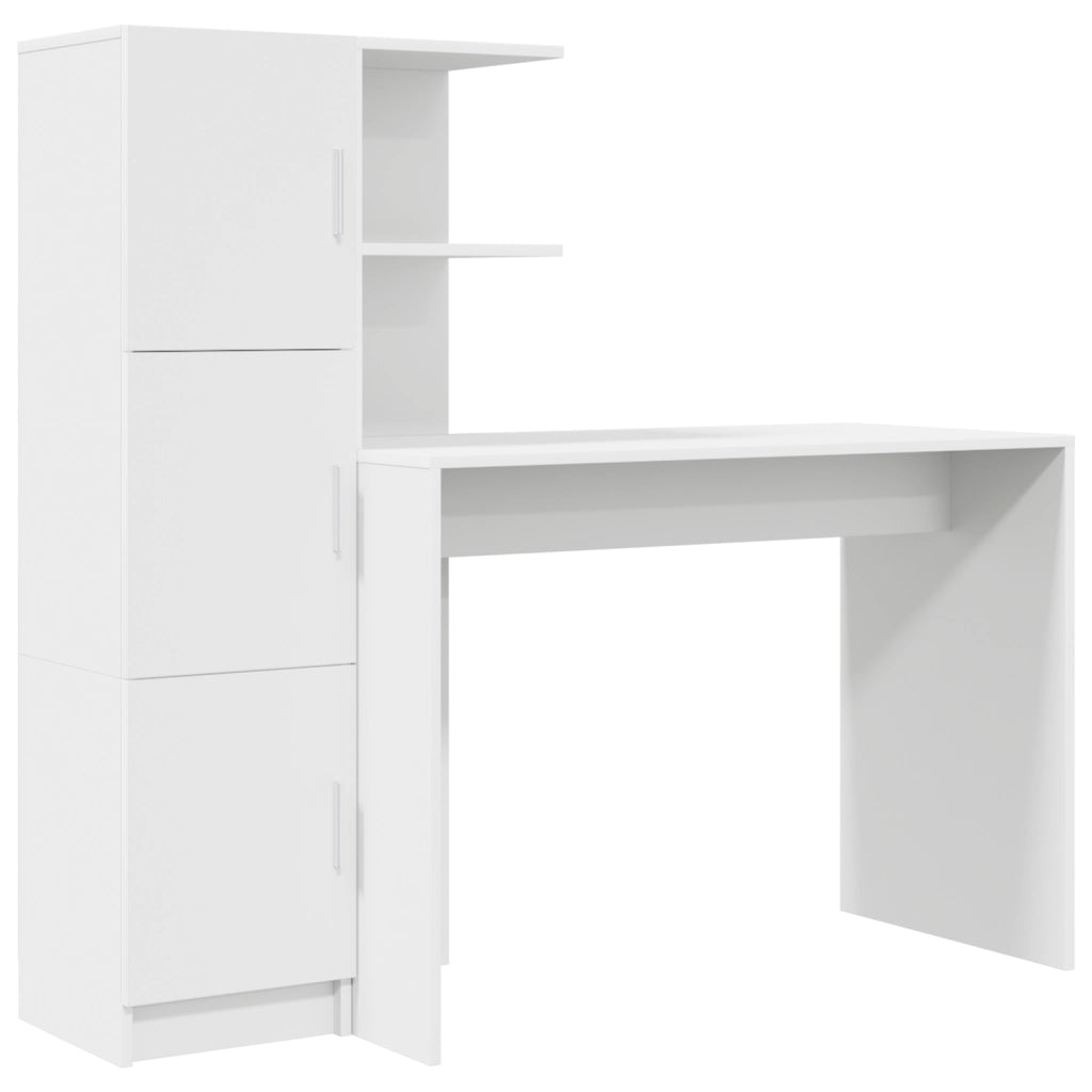 Scrivania con Storage Bianca in Legno Ingegnerizzato
