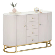 Credenza Lodovico, Buffet da soggiorno, Madia da salotto, Dispensa da cucina, 120x40 h85 cm, Crema e Bianco