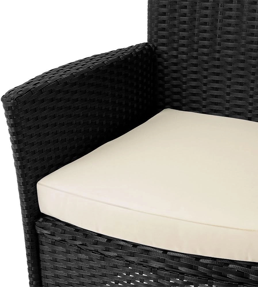 Deuba Set mobili da giardino polyrattan tavolo 6 sedie impilabili pranzo balcone Tavolo e sedie terrazzo patio esterno