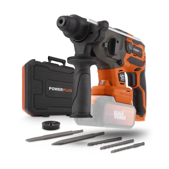 Prank wireless martellino 40v 5j SDS -Plus Brushless + 5 Accessori - Dual Power Powdp15680 - consegnato senza batteria o caricabatterie