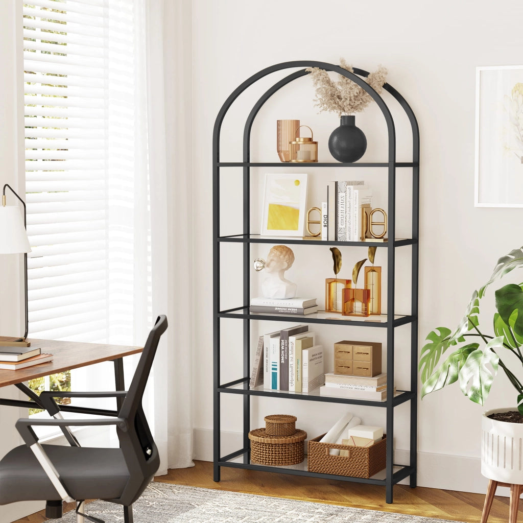 LIBRERIA Valora LGT050B61 Mensola in vetro nero stile moderno per soggiorno