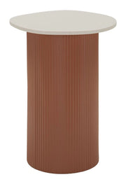 Tavolinetto Frankfurt Marble 35x37x53 cm in Metallo e MDF e Marmo Artificiale Rosso e Bianco