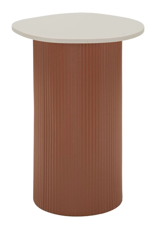 Tavolinetto Frankfurt Marble 35x37x53 cm in Metallo e MDF e Marmo Artificiale Rosso e Bianco