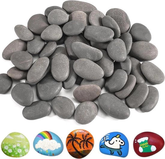 Pietre per verniciare 50 pezzi - Pietre piatte 2-3 cm per DIY - Decorazioni naturali per acquario - Pietre naturali per rivoli - Decorazioni per acquari.