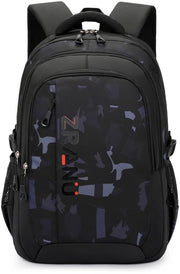 Borsa da Spalla per Ragazzi, Zaino per Studenti, Daypack per Uomini, Impermeabile per Laptop 15,6 Pollici, Borsa da Scuola per Ragazzi 5-9 anni, Zaino Moderno per Uomini, Nero