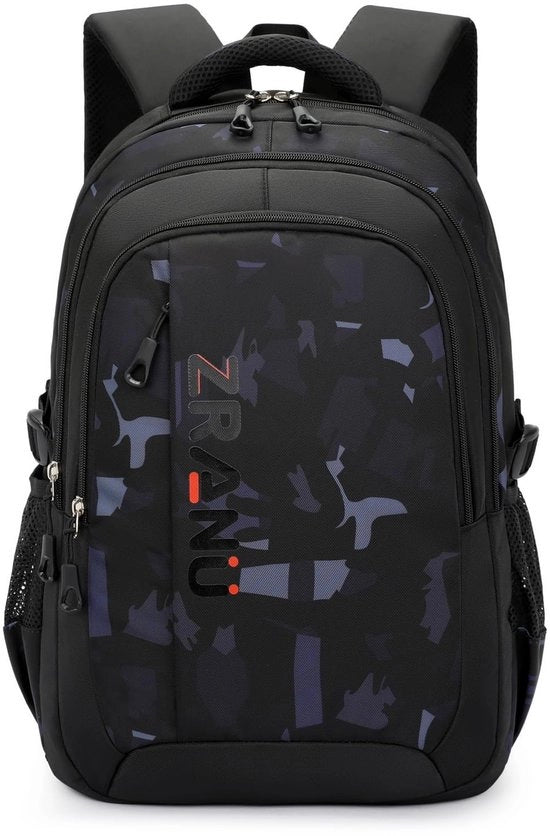 Borsa da Spalla per Ragazzi, Zaino per Studenti, Daypack per Uomini, Impermeabile per Laptop 15,6 Pollici, Borsa da Scuola per Ragazzi 5-9 anni, Zaino Moderno per Uomini, Nero