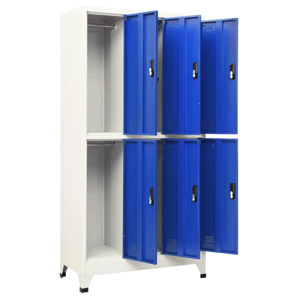 Armadietto con Serratura Grigio e Blu 90x45x180 cm in Acciaio 339802