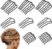 8 U-vormige pettine per acconciature a treccia e chignon - stile vintage per donne (Nero)