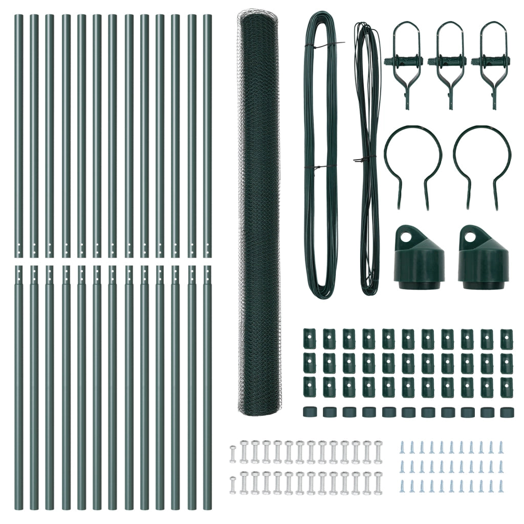 Set di Recinzione Set di 2 Verde Acciaio, rivestimento in PVC