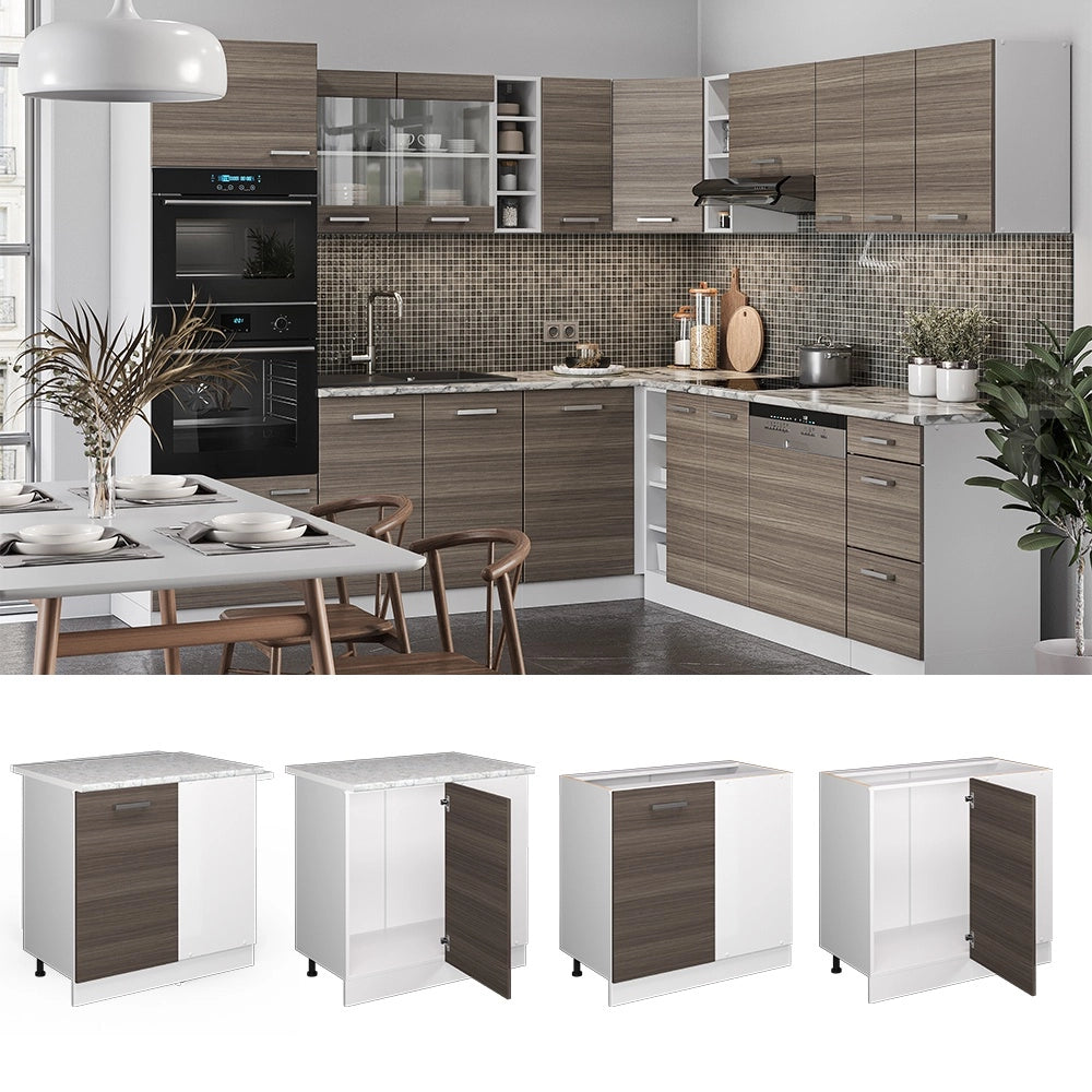 Mobile ad angolo cucina R-Line Grigio nobile/Bianco 86 cm senza piano di lavoro Vicco