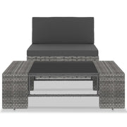 Set Divani da Giardino 2 pz | Set Salotto da Giardino in Polyrattan Grigio