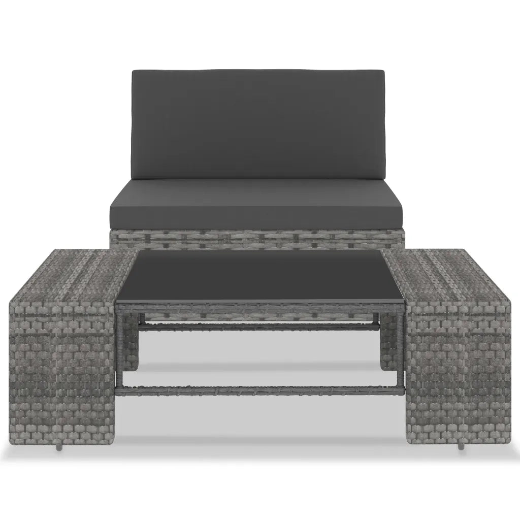 Set Divani da Giardino 2 pz | Set Salotto da Giardino in Polyrattan Grigio