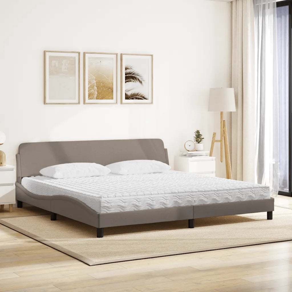 Letto con Materasso Dover Tortora 200x200 cm in Tessuto 3208468